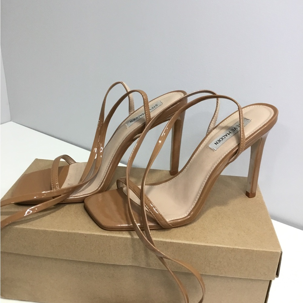 Steve Madden Tan Stiletto Heels with Strappy Design